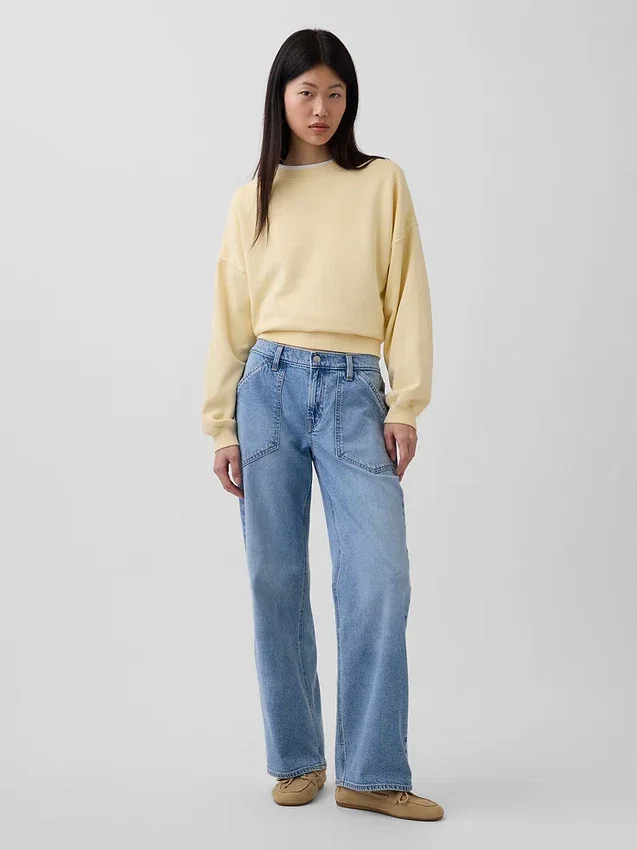 Jeans med lav midje og løs passform i 90-tallsstil