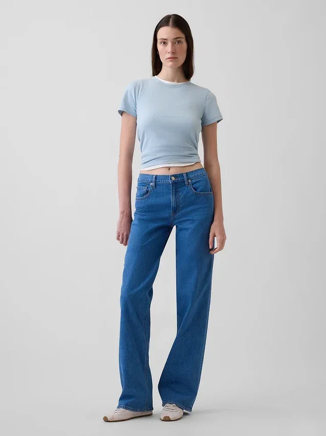 Jeans med lav midje og løs passform i 90-tallsstil