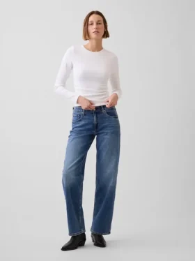 Jeans med lav midje og løs passform i 90-tallsstil