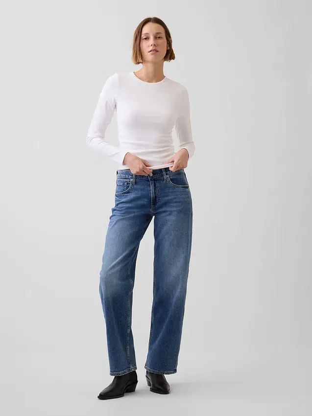 Jeans med lav midje og løs passform i 90-tallsstil
