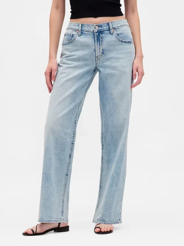 Jeans med lav midje og løs passform i 90-tallsstil