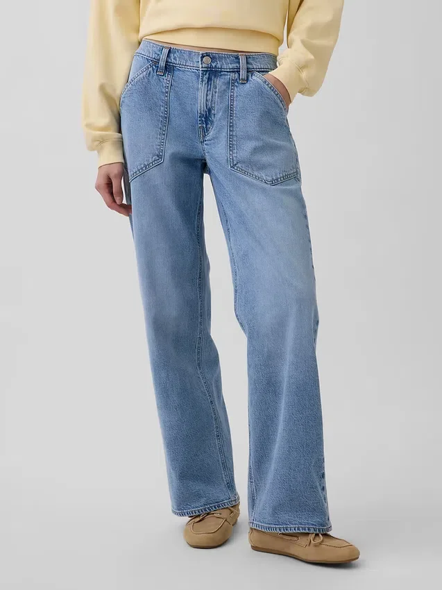 Jeans med lav midje og løs passform i 90-tallsstil