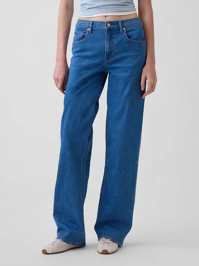 Jeans med lav midje og løs passform i 90-tallsstil