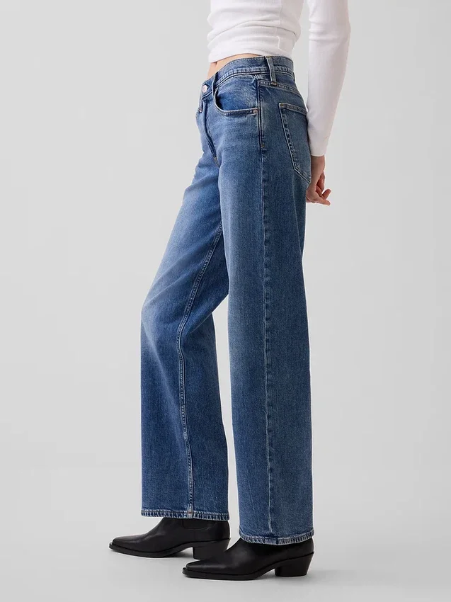 Jeans med lav midje og løs passform i 90-tallsstil