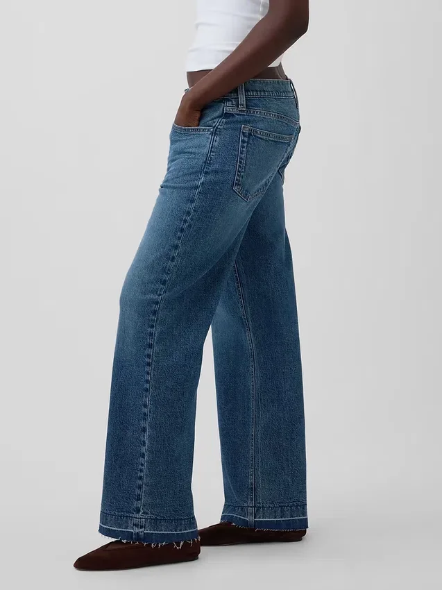 Jeans med lav midje og løs passform i 90-tallsstil