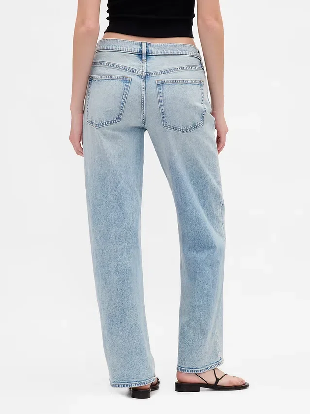 Jeans med lav midje og løs passform i 90-tallsstil