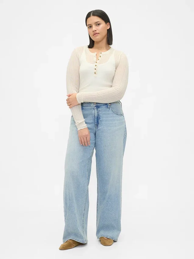 Jeans med lav midje og løs passform i 90-tallsstil