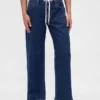 Jeans med lav midje, snøring og løs passform i 90-tallsstil