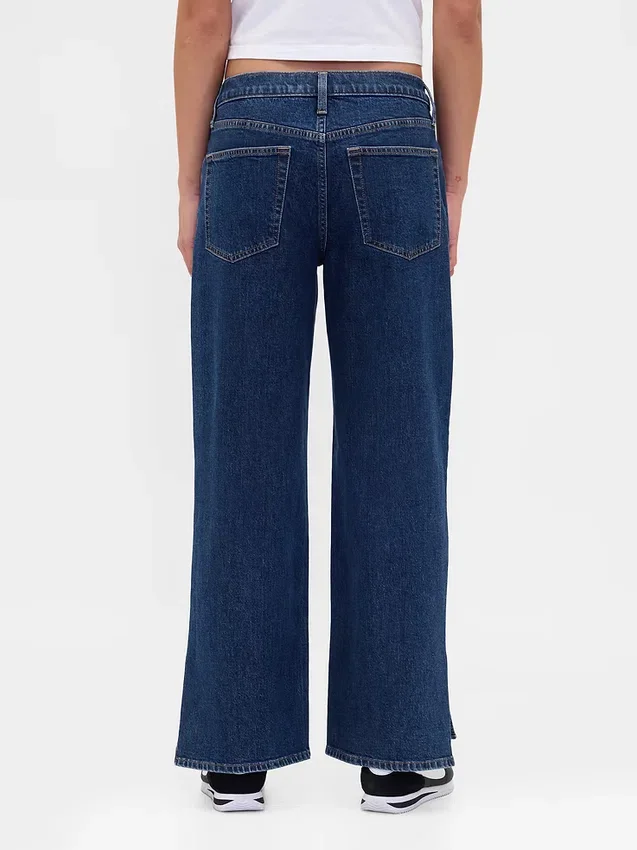 Jeans med lav midje, snøring og løs passform i 90-tallsstil