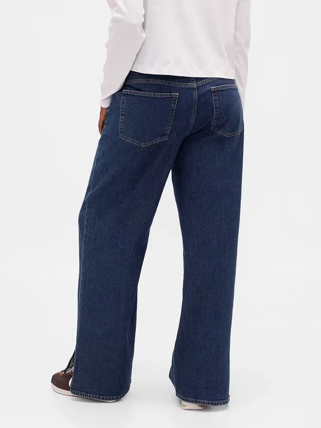 Jeans med lav midje, snøring og løs passform i 90-tallsstil