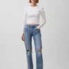 Jeans med middels høy midje og avslappet, rett passform