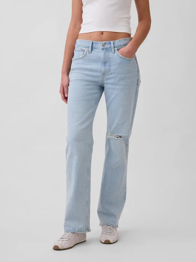 Jeans med middels høy midje og avslappet, rett passform