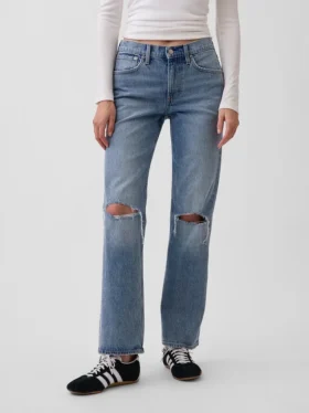 Jeans med middels høy midje og avslappet, rett passform