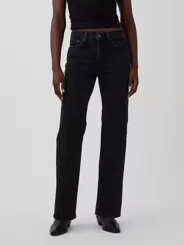 Jeans med middels høy midje og avslappet, rett passform