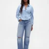 Jeans med middels høy midje og avslappet, rett passform