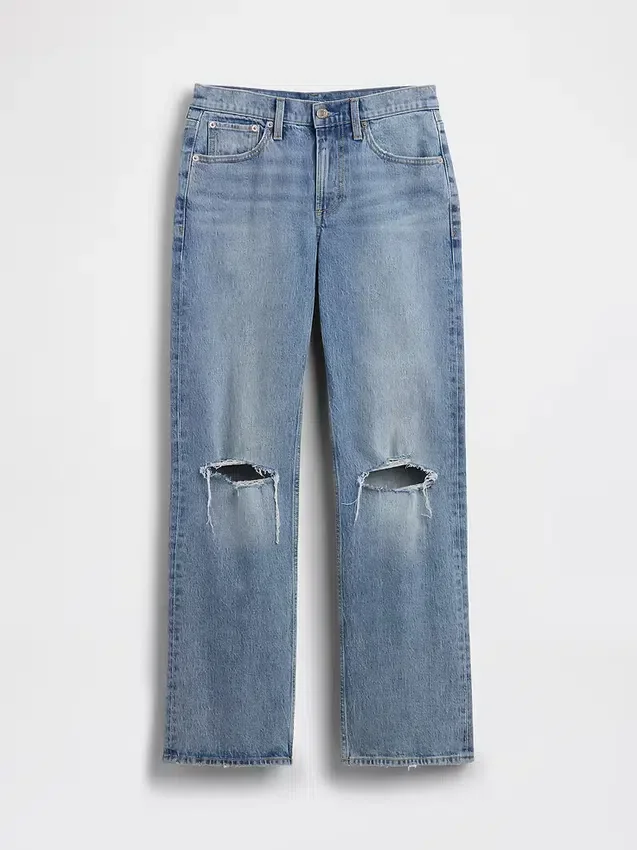 Jeans med middels høy midje og avslappet, rett passform