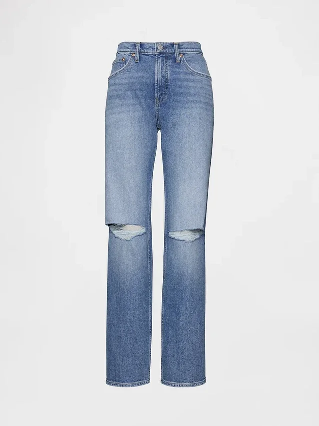 Jeans med middels høy midje og avslappet, rett passform