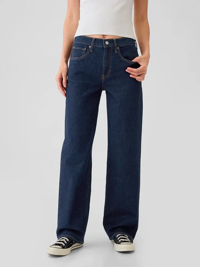Jeans med middels høy midje og løs passform i 90-tallsstil