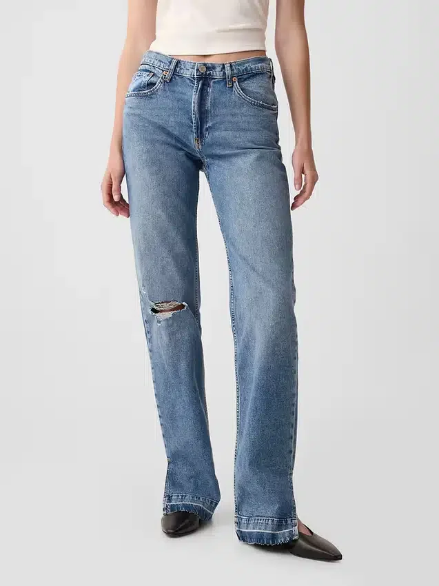 Jeans med middels høy midje og løs passform i 90-tallsstil