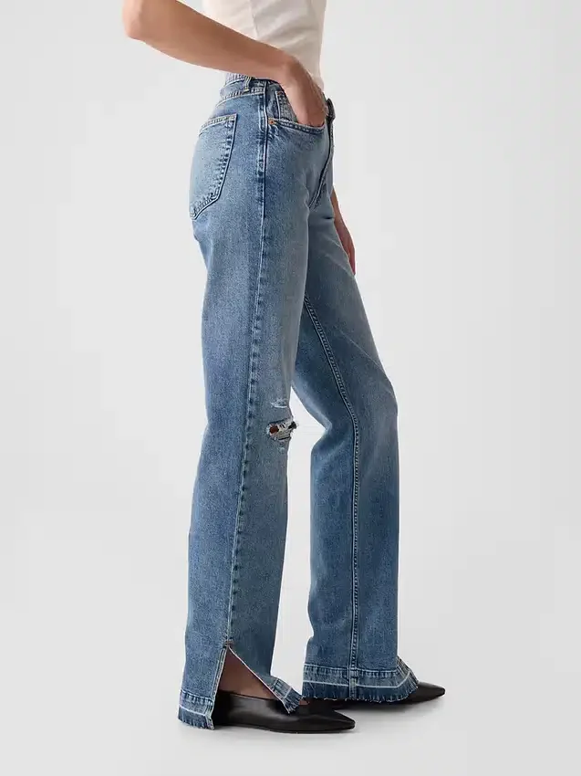 Jeans med middels høy midje og løs passform i 90-tallsstil