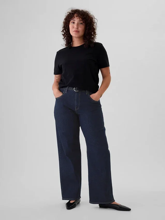 Jeans med middels høy midje og løs passform i 90-tallsstil