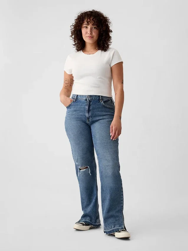 Jeans med middels høy midje og løs passform i 90-tallsstil