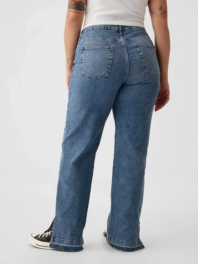 Jeans med middels høy midje og løs passform i 90-tallsstil