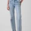 Jeans med middels høy midje, søm og avslappet, rett passform