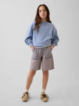 Jeansshorts for barn med lav midje og lang passform