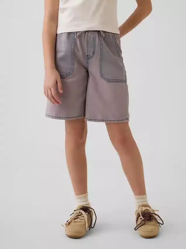 Jeansshorts for barn med lav midje og lang passform