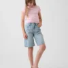 Jeansshorts for barn med middels høy midje og lang passform