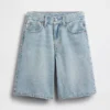 Jeansshorts for barn med middels høy midje og lang passform