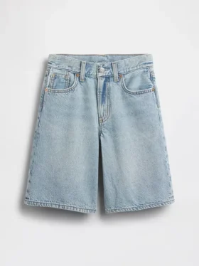 Jeansshorts for barn med middels høy midje og lang passform