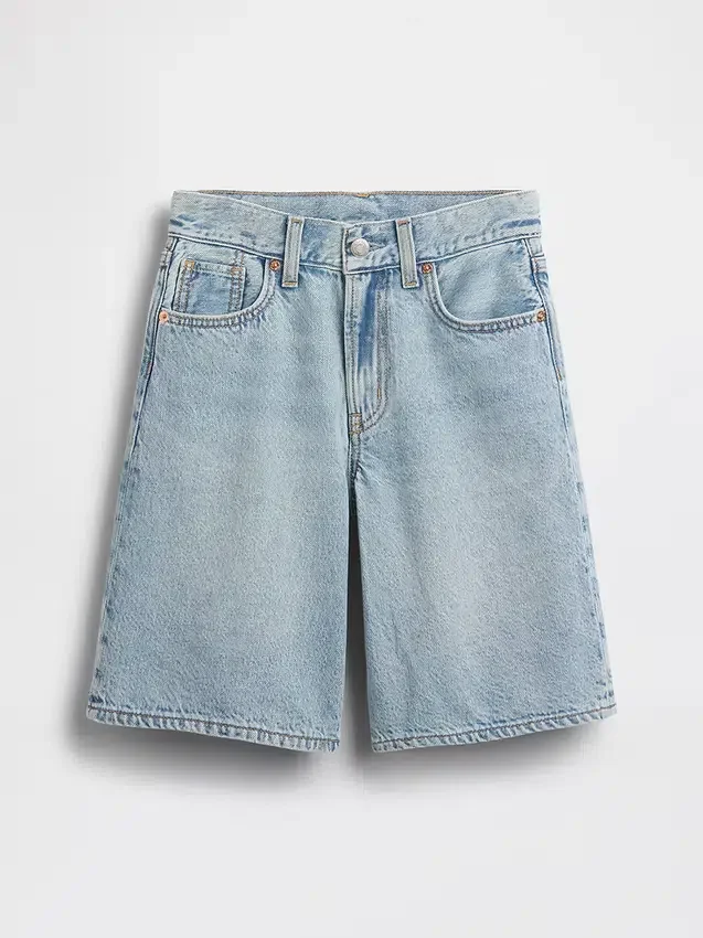 Jeansshorts for barn med middels høy midje og lang passform