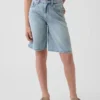 Jeansshorts for barn med middels høy midje og lang passform