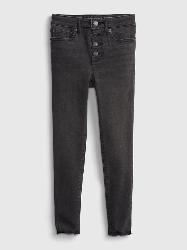 Jeggings for barn med høy midje og slitt look