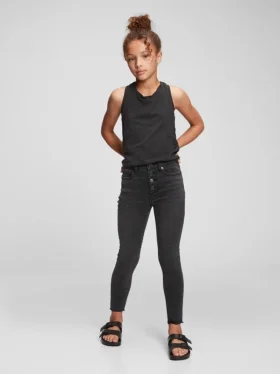 Jeggings for barn med høy midje og slitt look