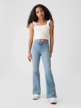 Jeggings med høy midje og utvidet ben for barn