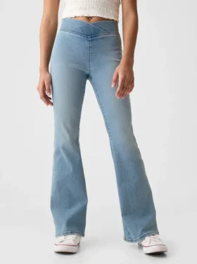 Jeggings med høy midje og utvidet ben for barn