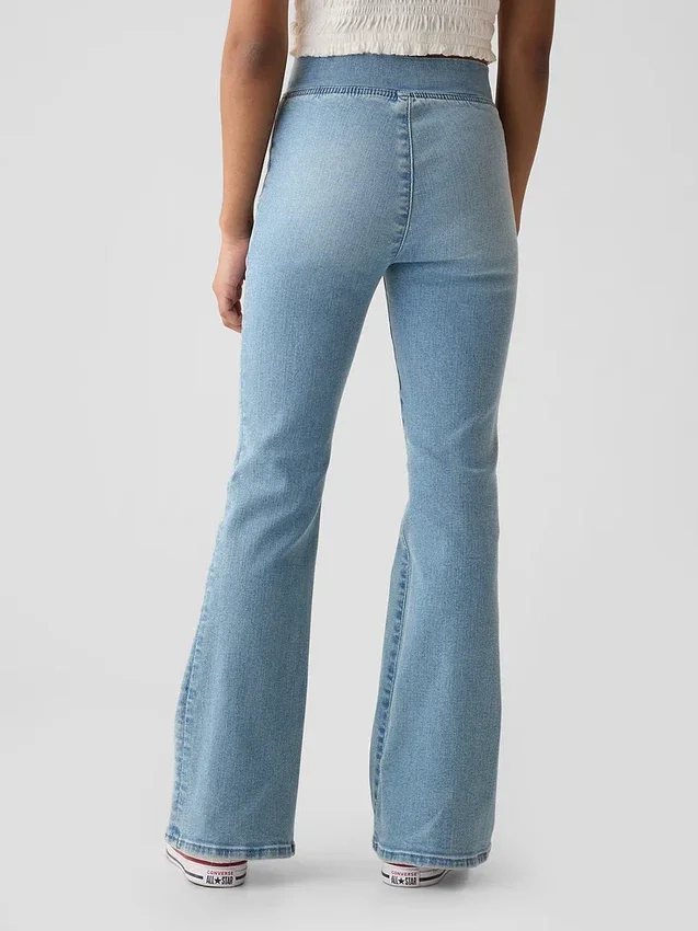 Jeggings med høy midje og utvidet ben for barn
