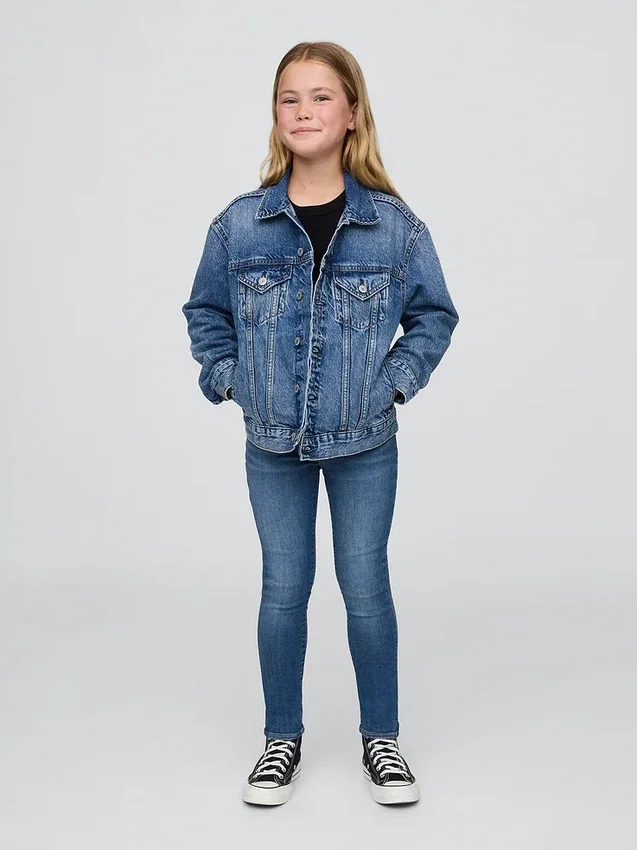 Jeggings med middels høy midje og elastisk linning for barn