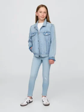 Jeggings med middels høy midje og elastisk linning for barn