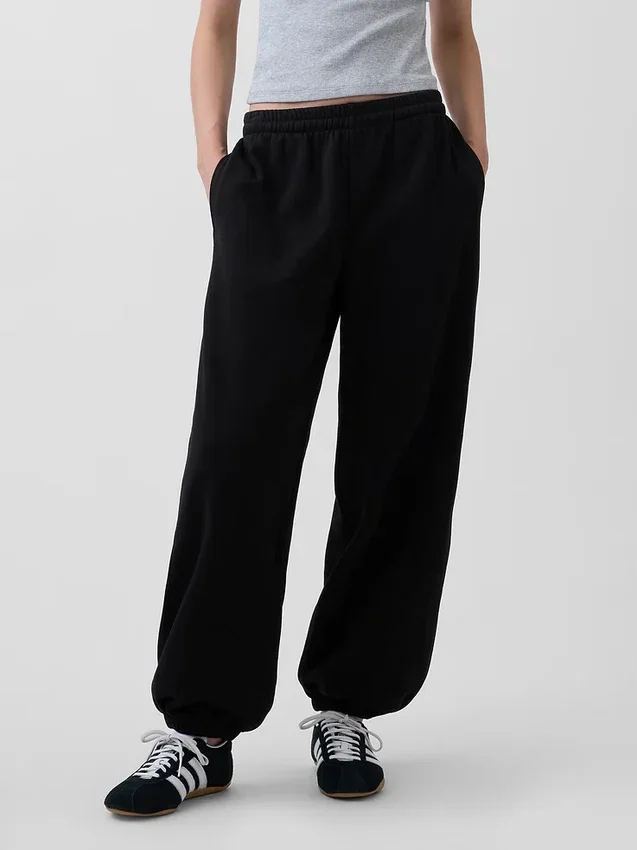 Joggebukse med middels høy midje i Vintagesoft-stoff