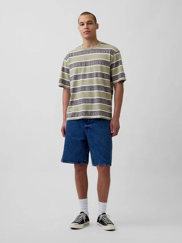 Keith Haring T-skjorte i oversize-modell med striper