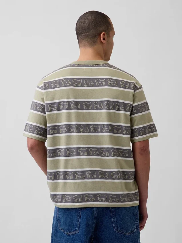 Keith Haring T-skjorte i oversize-modell med striper