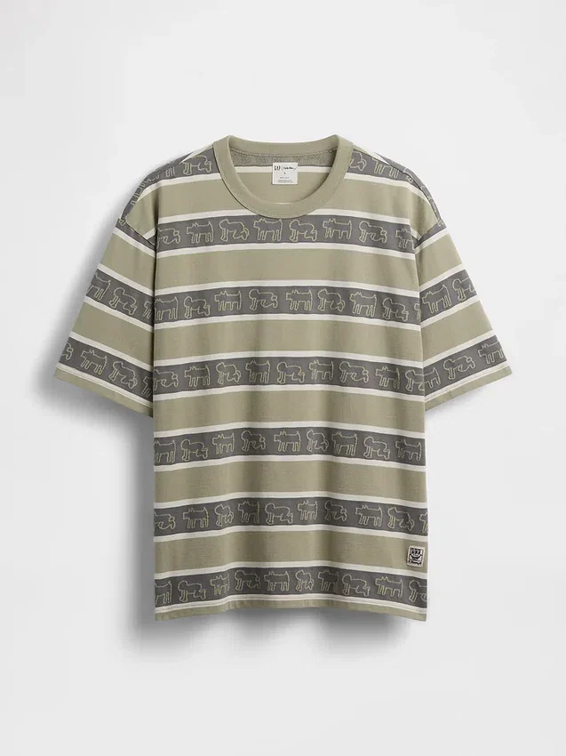 Keith Haring T-skjorte i oversize-modell med striper