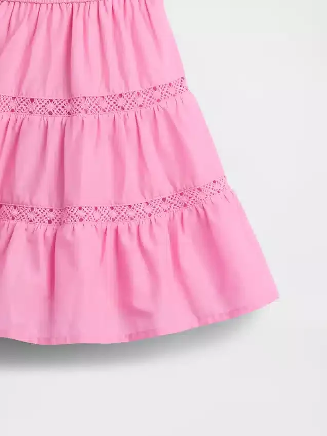 Kjole med lagdelte volanger og blonder for Baby og Småbarn