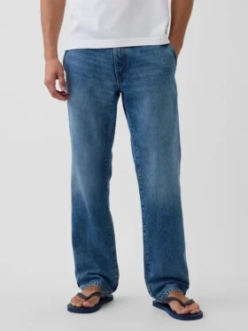 Kjøp blå, avslappede jeans med rett ben