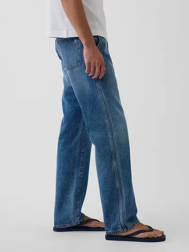 Kjøp blå, avslappede jeans med rett ben
