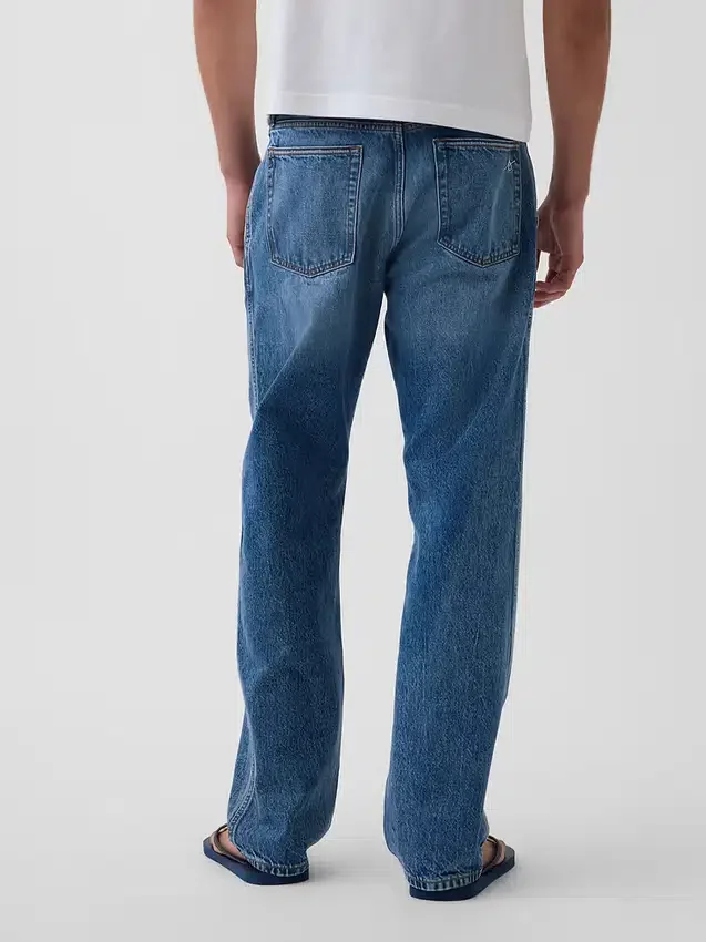 Kjøp blå, avslappede jeans med rett ben